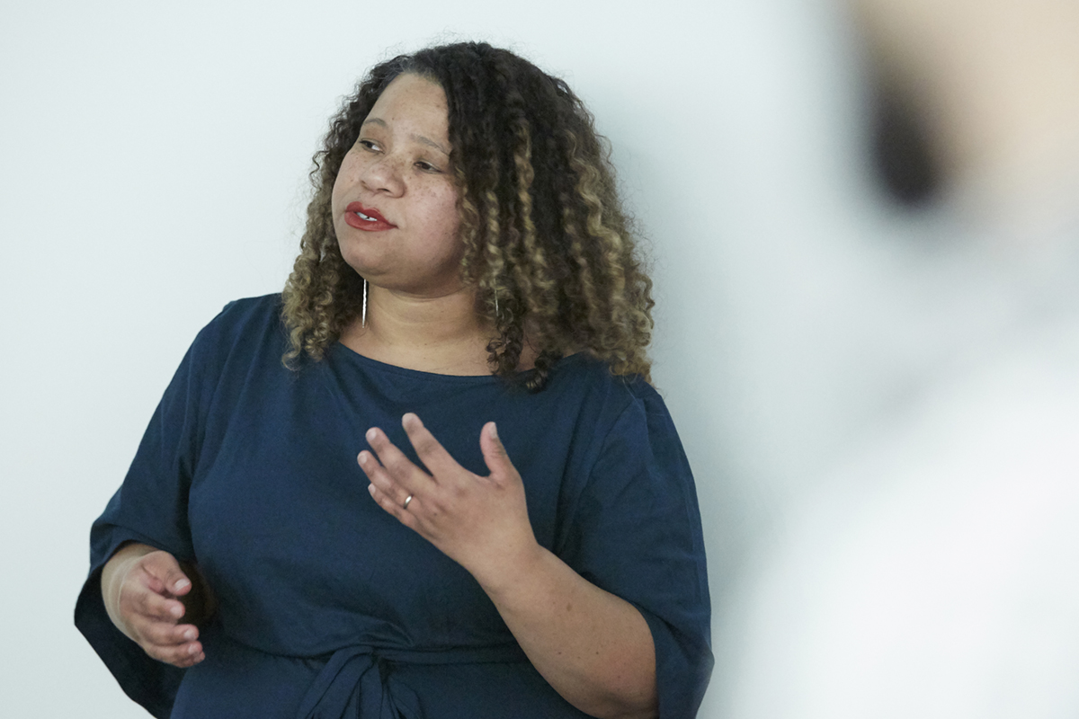 Photo of Senior Curator Crystal Mowry speaking at a recent tour event