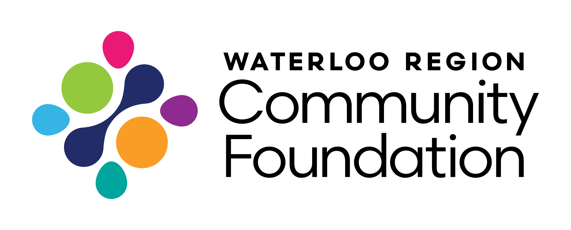 Geometric colorful shapes logo with text to the right saying Waterloo Region Community Foundation