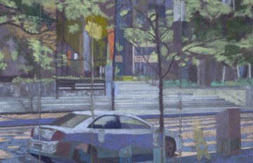 painting of wet city streets