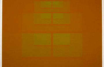 dark orange picture with yellow squares stacked alongside it