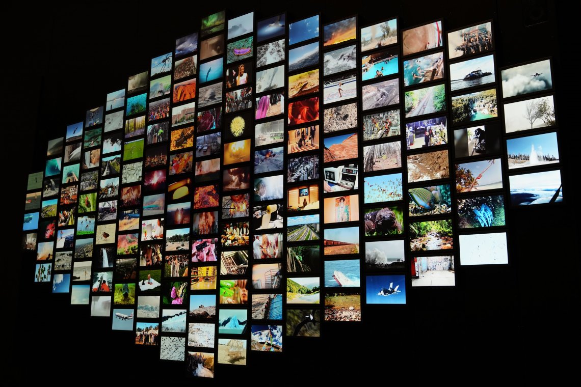 Digital video installation with 60 different videos