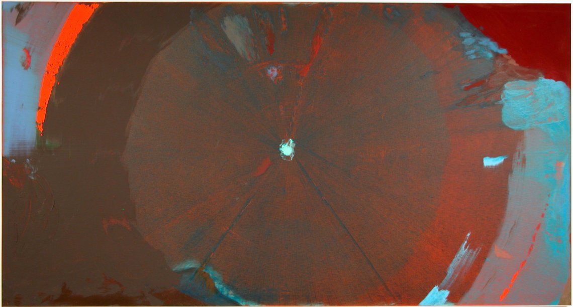 Close up image of a retina in red and blue hues