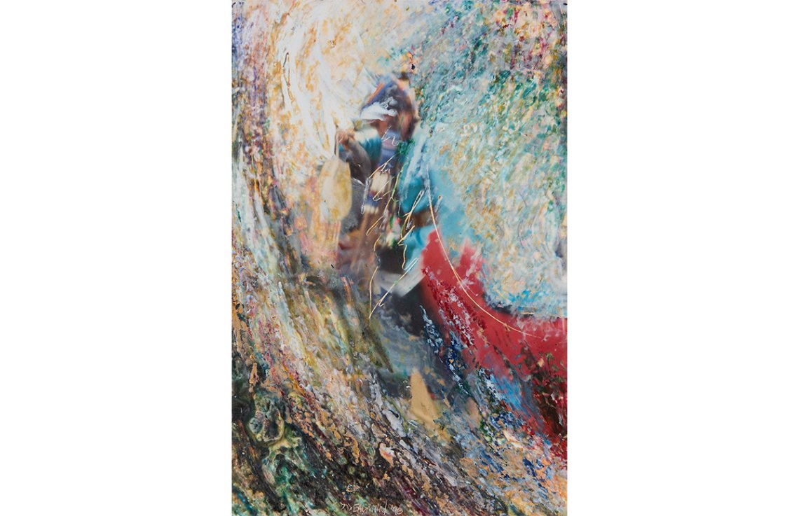 Colour photo with latex paint, graphite and melted beeswax