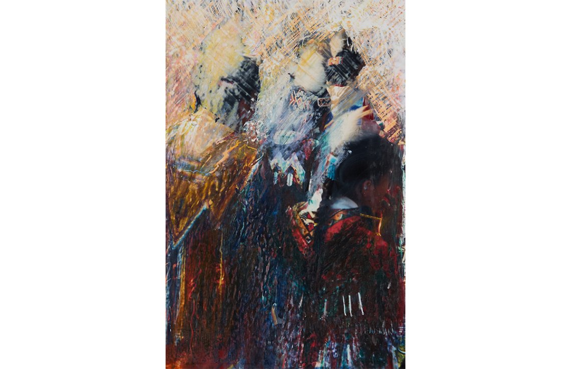 Colour photo with latex paint, graphite and melted beeswax
