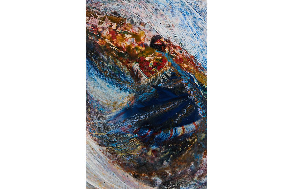 Colour photo with latex paint, graphite and melted beeswax