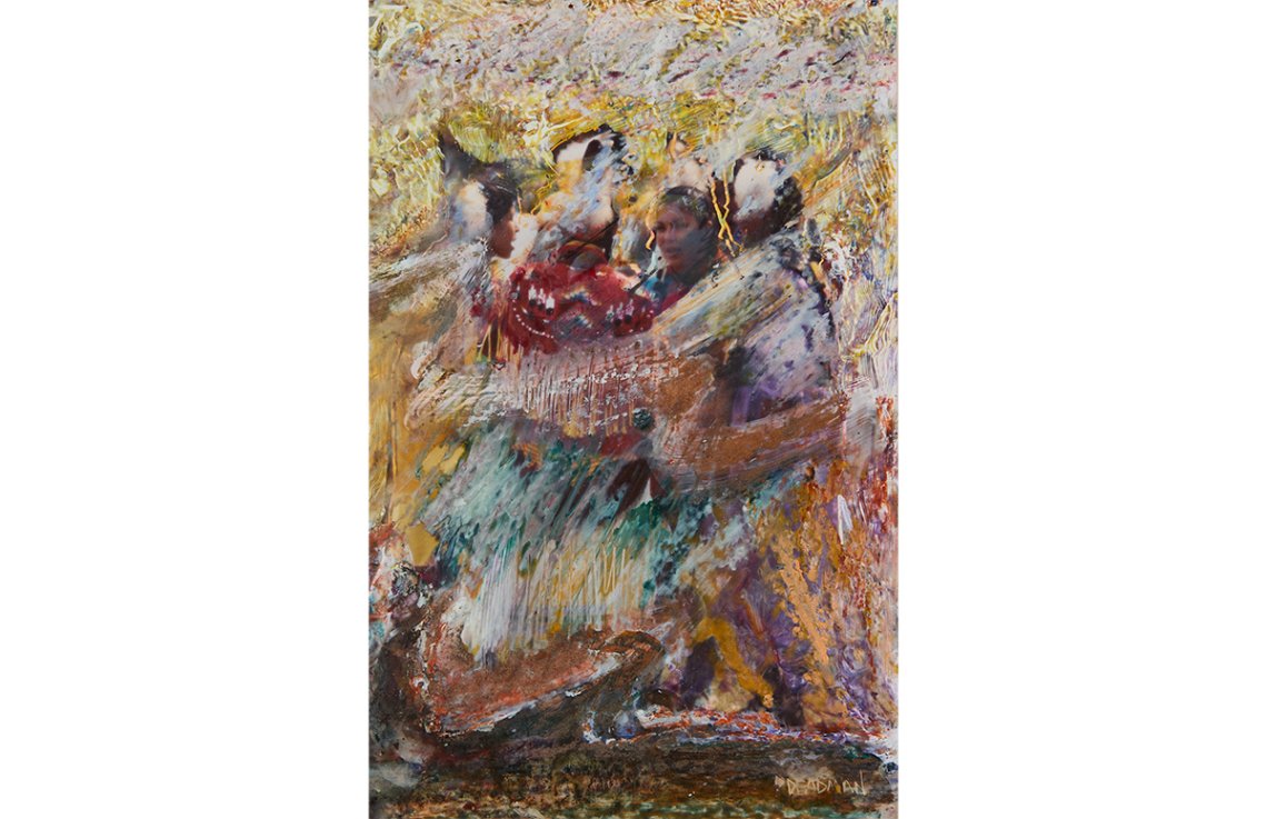 Colour photo with latex paint, graphite and melted beeswax
