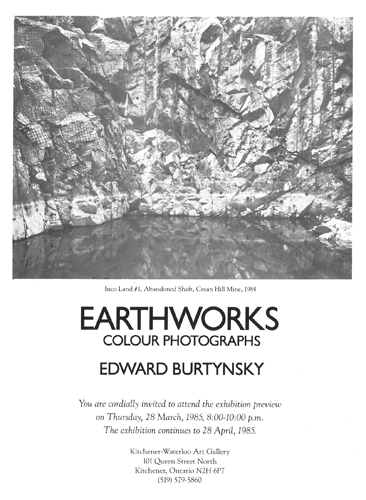 Earthwords at KWAG in 1985 with a greyscale reproduction of a photograph of a broken rockface